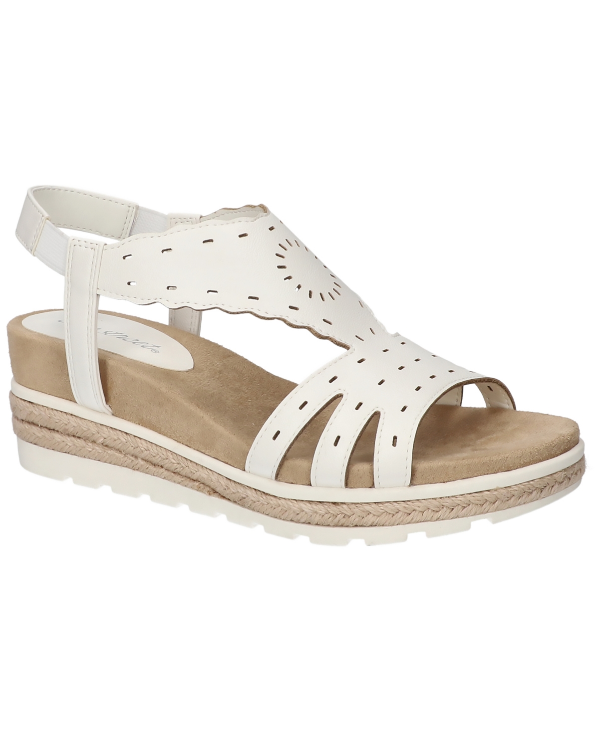 Easy Street Fran Slingback Wedge Sandal In White