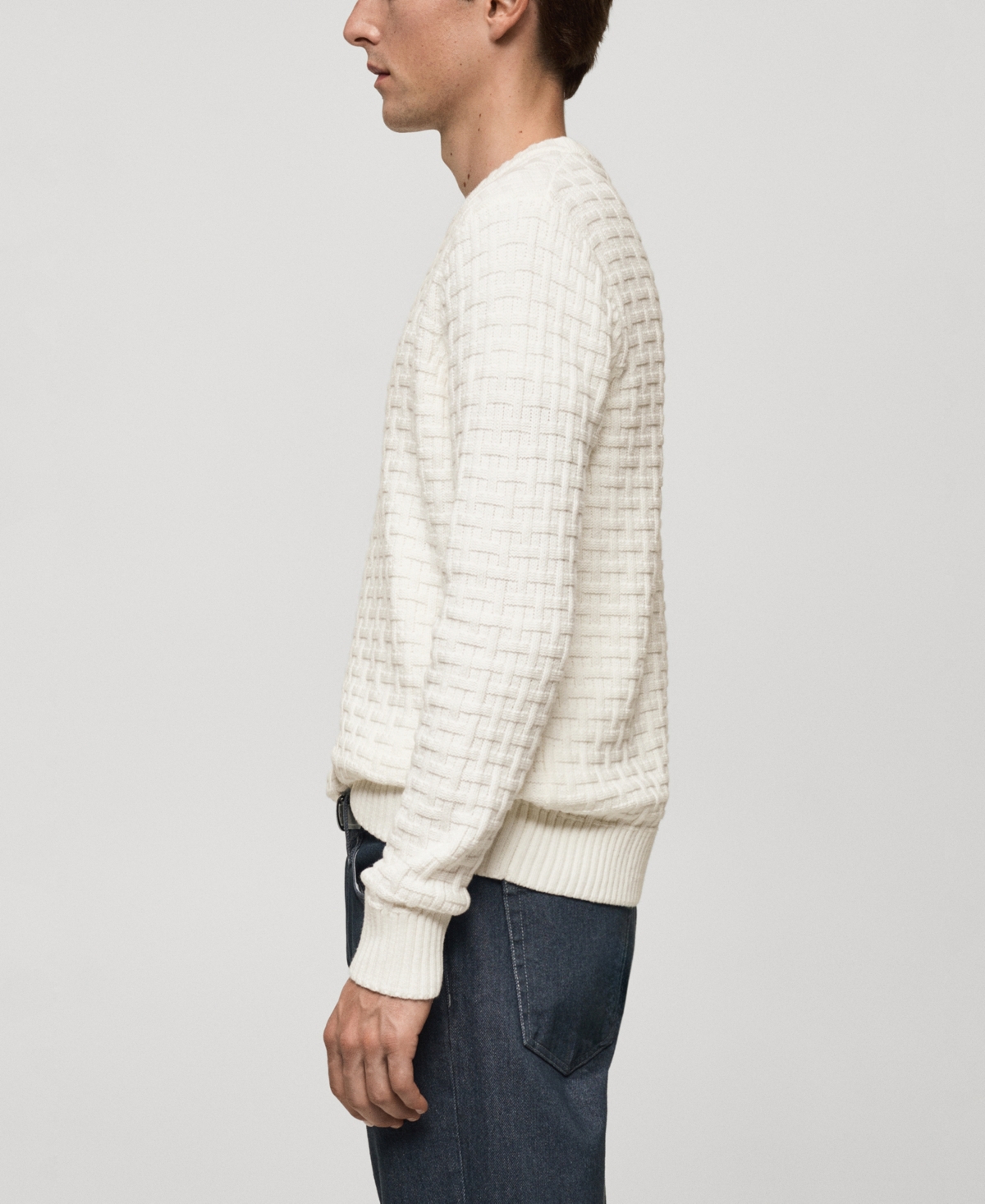 Mango Men's Crossed-knit Sweater In Off White