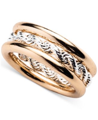 Lauren Ralph Lauren Gold-Tone Rope Chain Triple-Row Ring - Macy's