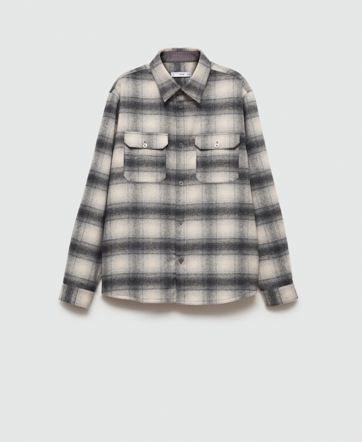 Mango Men's Pockets Detail Plaid Wool Overshirt In Gray