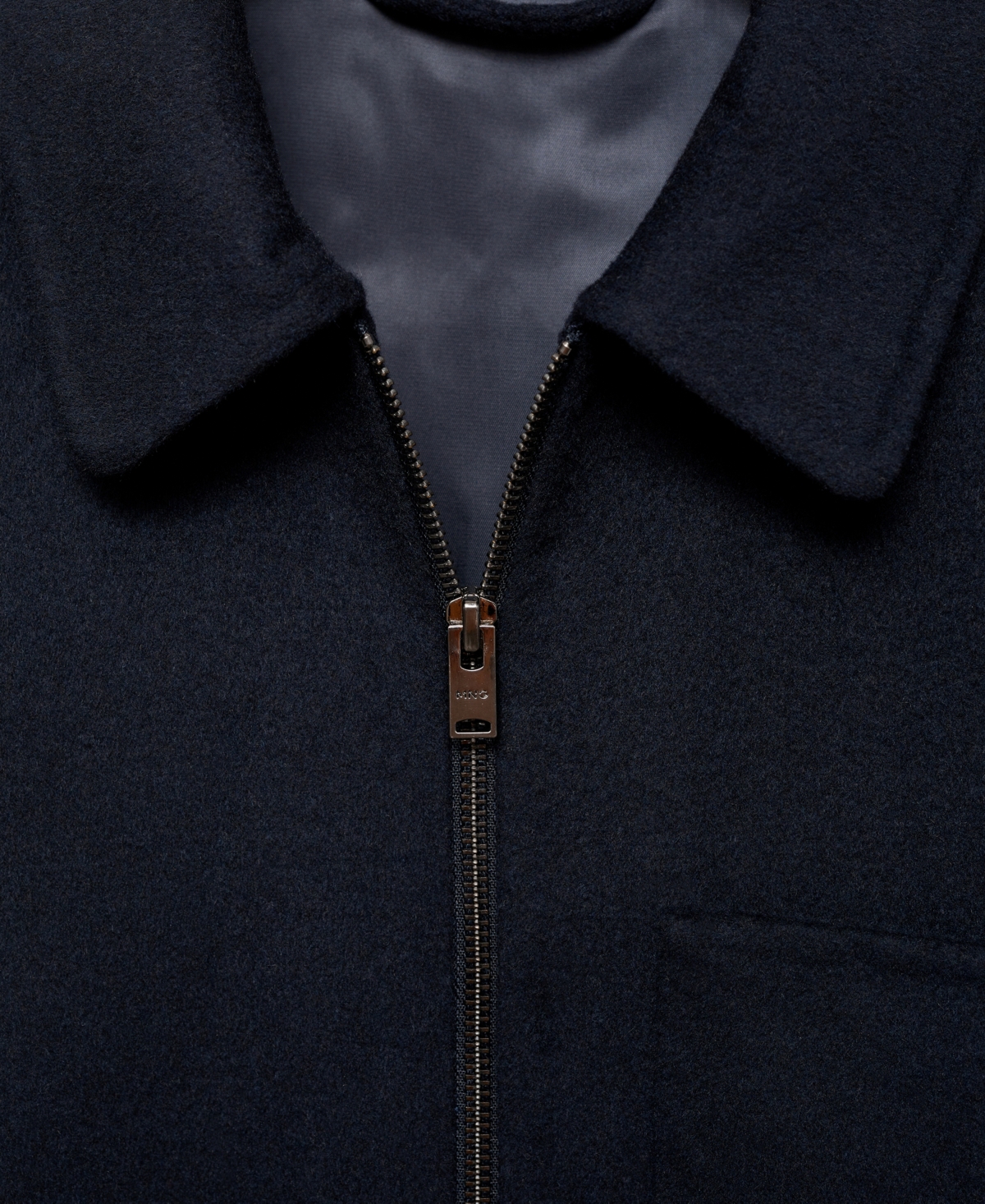 Mango Men's Zipper Detail Handmade Wool Jacket