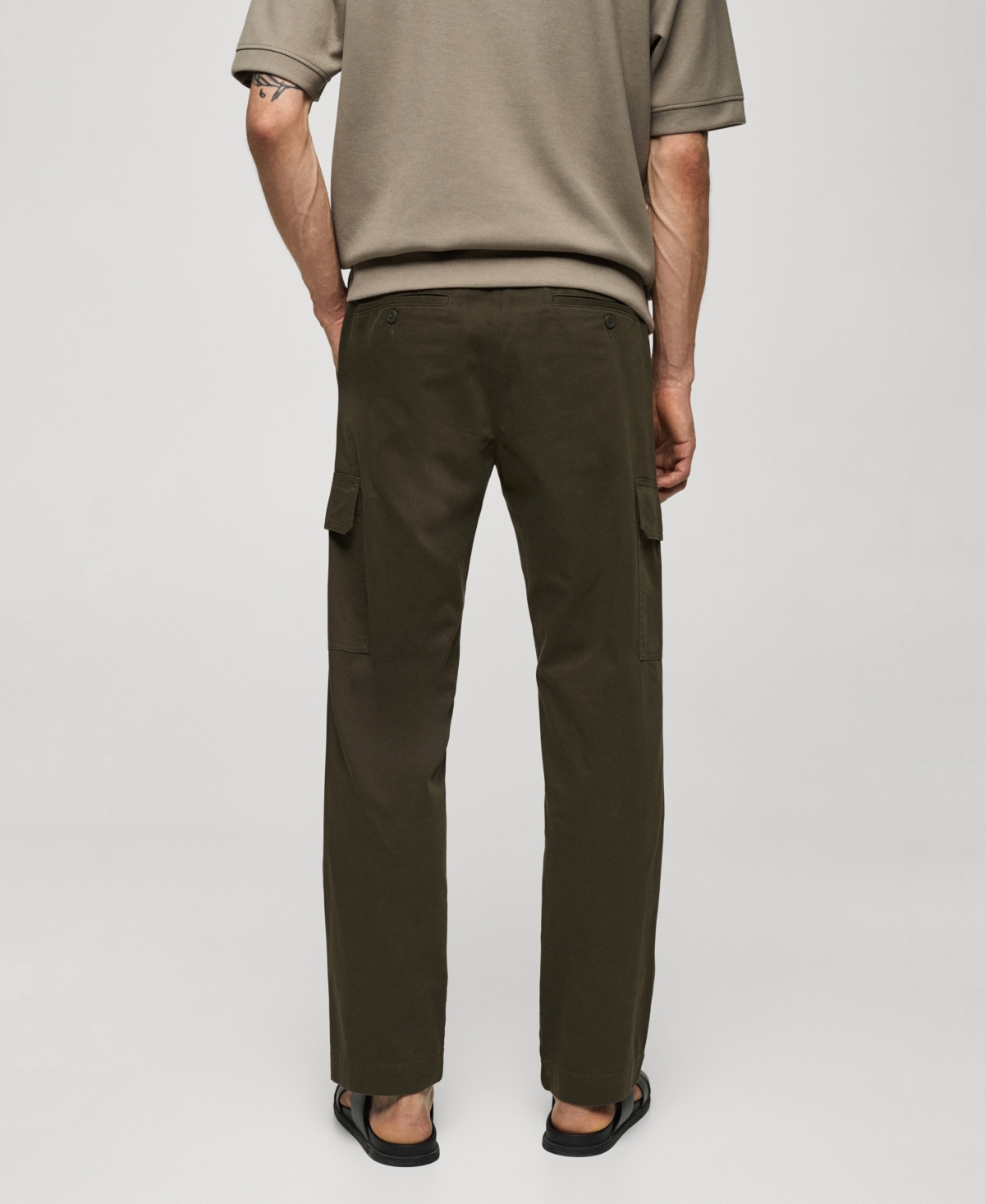 Mango Men's Straight-fit Cargo Pants In Khaki
