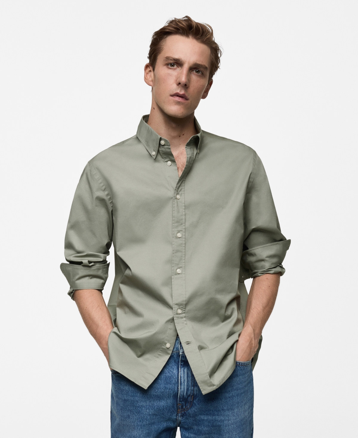 Mango Men's Regular-Fit Cotton Shirt