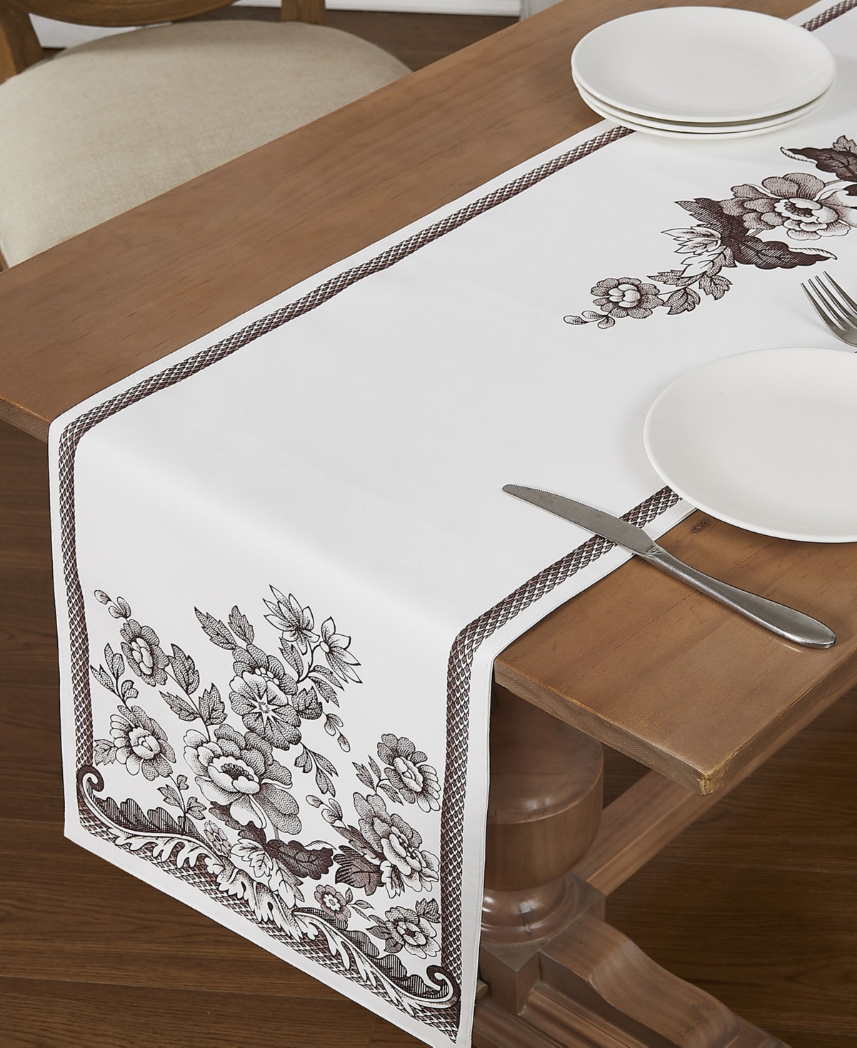 Spode Woodland Polyester Table Runner, 14" X 90" In Ivory