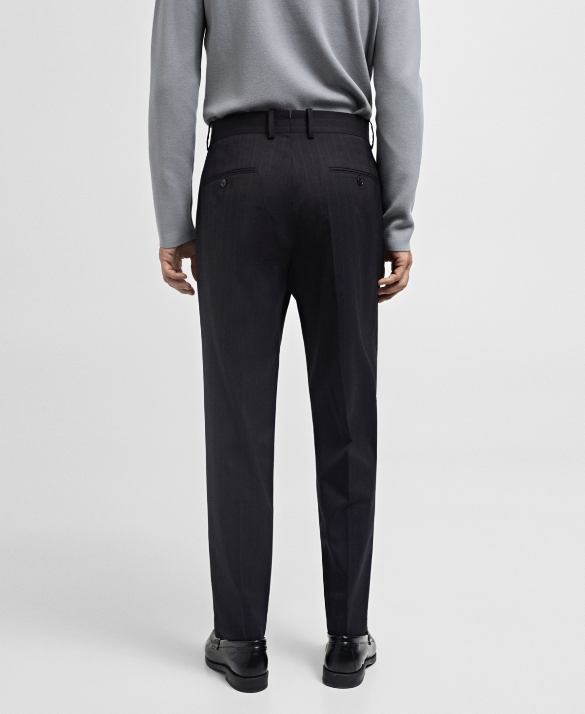 Mango Men's Stripes Detail Wool Slim-Fit Suit Pants