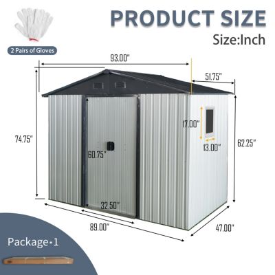  Metal Storage Shed with Window (8' x 4)