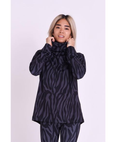 Женский топ OOSC High Neck Baselayer - Black Tiger, цвет: Чёрный