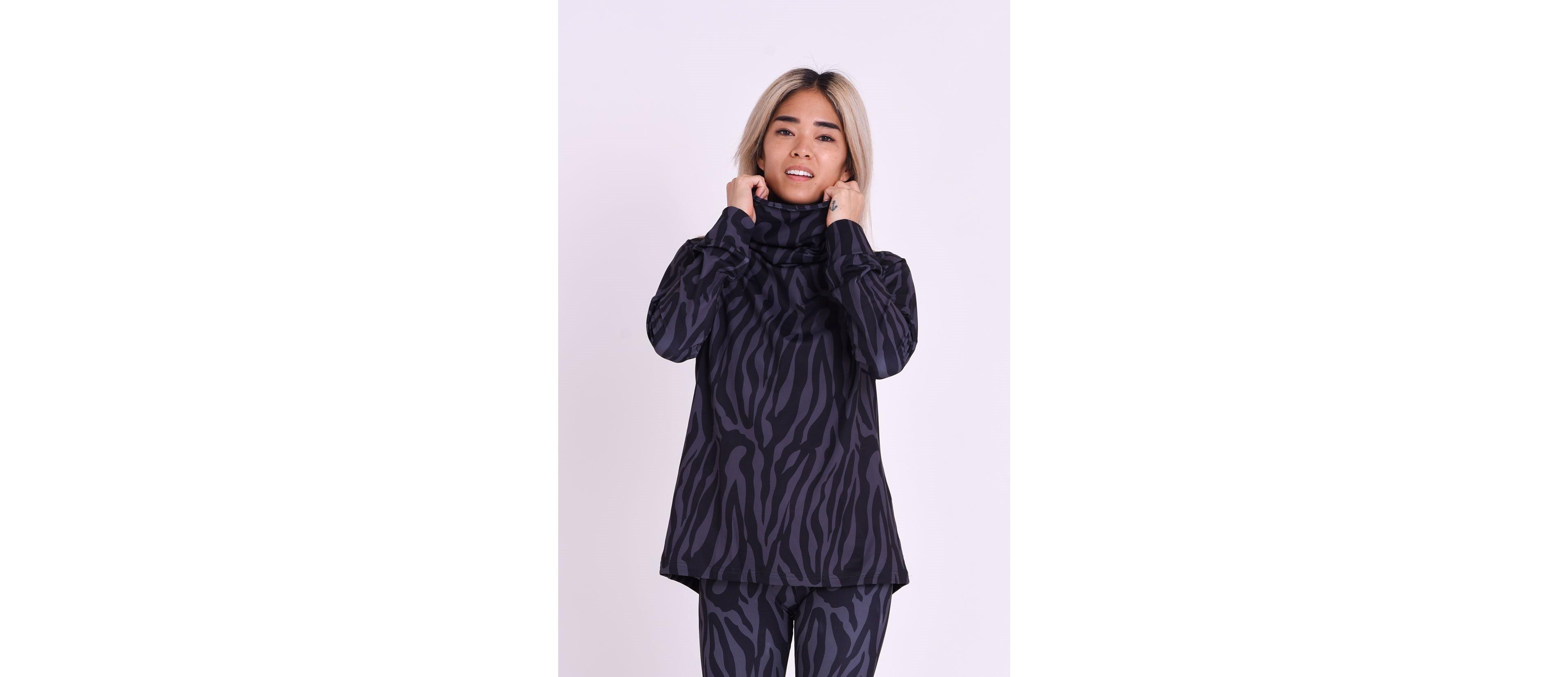 Oosc Women's High Neck Baselayer Top - Black Tiger