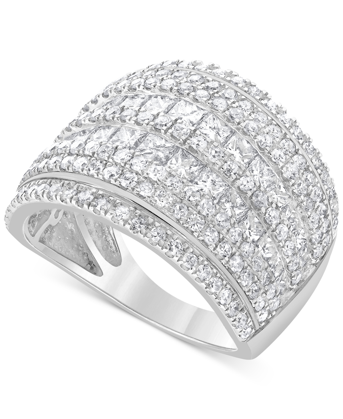 Diamond Cluster Multi Row Ring (3 ct. t.w.) in 14k White Gold - White Gold