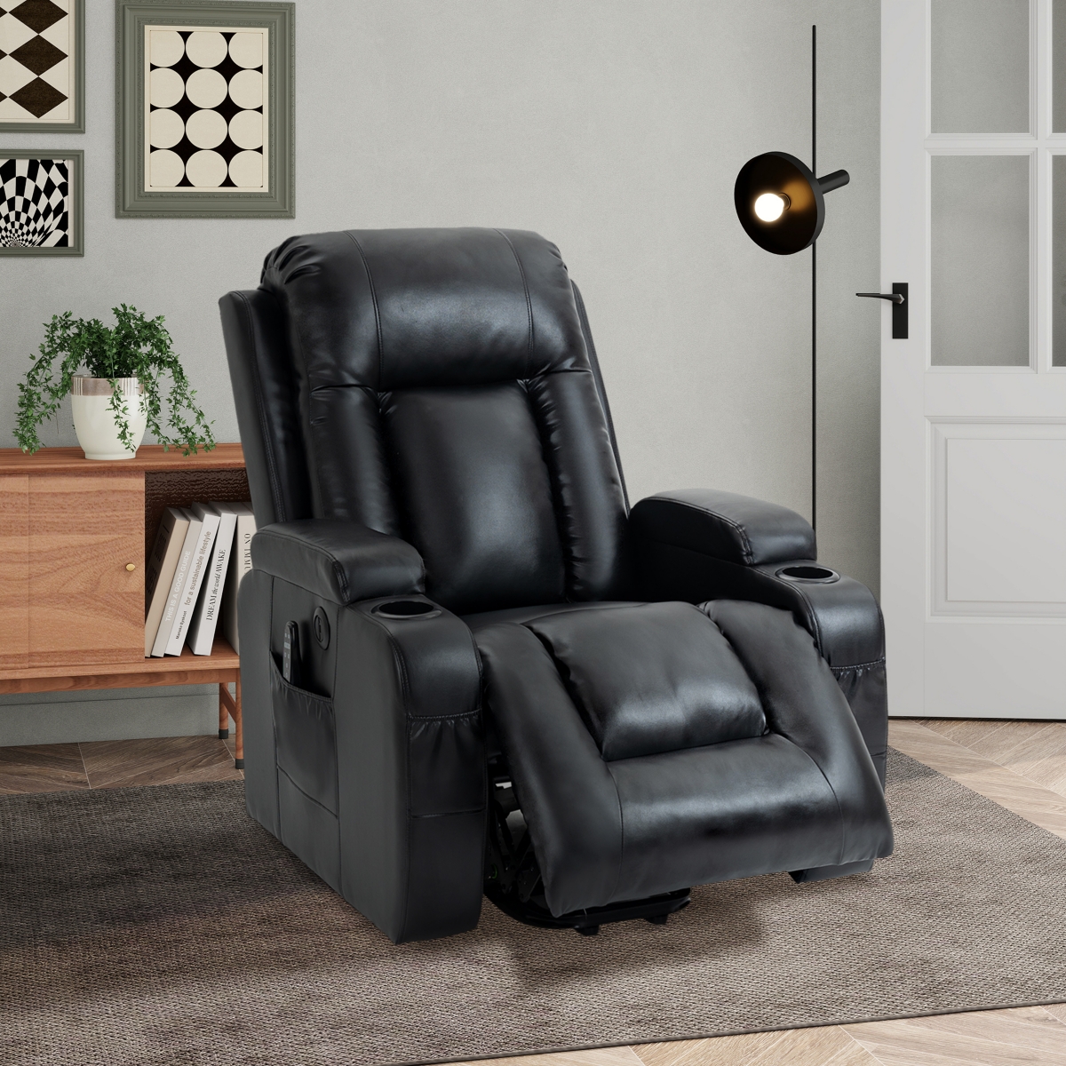 Boyel Living Infinite Position Up to 350 Lbs Power Lift Recliner Chair for Elderly Heavy Duty Motion Mechanism with 8-Point Vibration Massage and Lumb