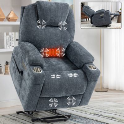 Power Lift Recliner Chair, Heavy Duty, 350 LBS Capacity, Dual Motor, Massage & Heating, USB & Type-C Ports