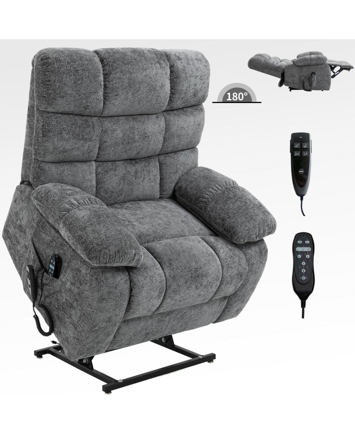 Boyel Living Lift Recliner Chair Heat Massage Dual Motor Infinite Position Up to 350 Lbs Electric Power Lift Recliners with Power-Remote