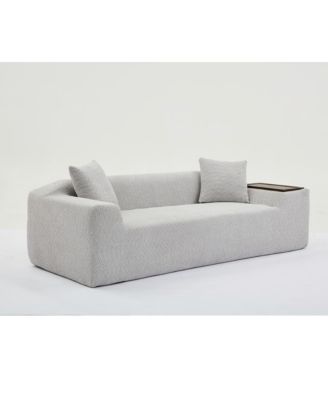 2 Piece Boucle Cloud Sofa Set, Upholstered Sofa Set, Modern 3 Seater and 2 Seater Sofa with MDF End Table for Living Room, Apartment,3+2 couch,Boucle, Light Gray