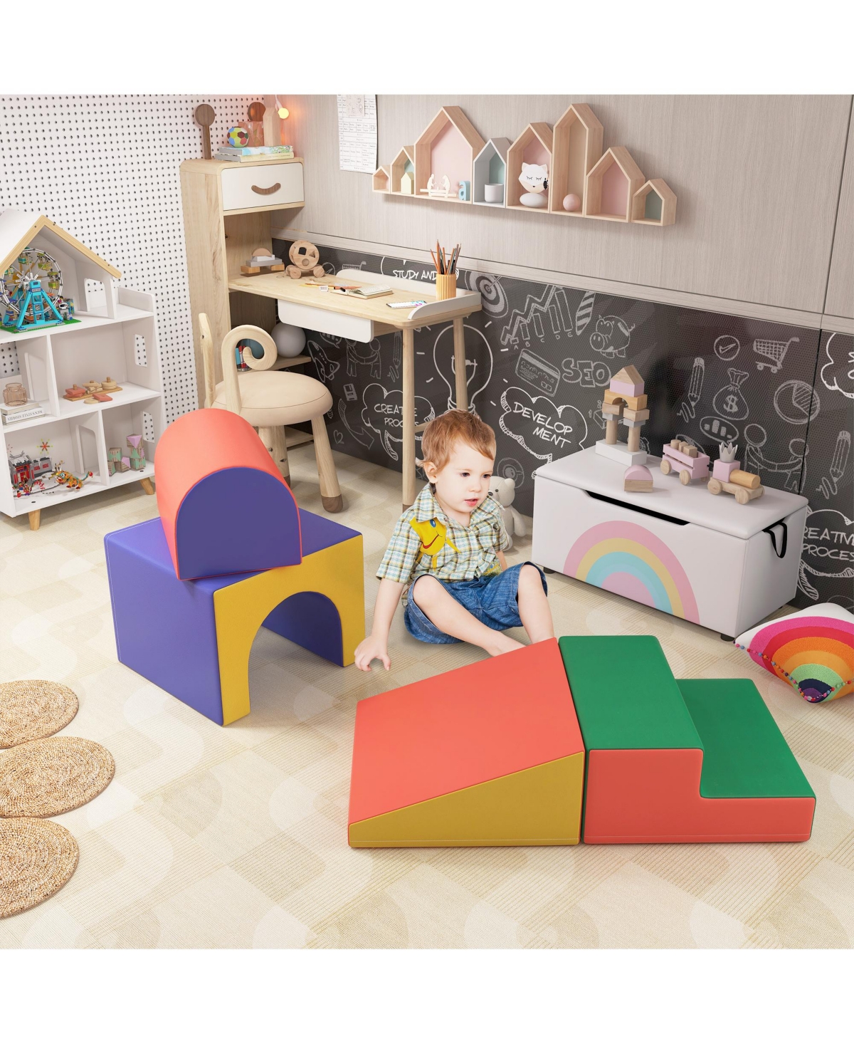 Soozier 4 Piece Climb and Crawl Activity Play Set Soft Secure Foam Playset