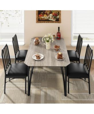 5 Piece Dining Set Upholstered Chairs Rectangular Table