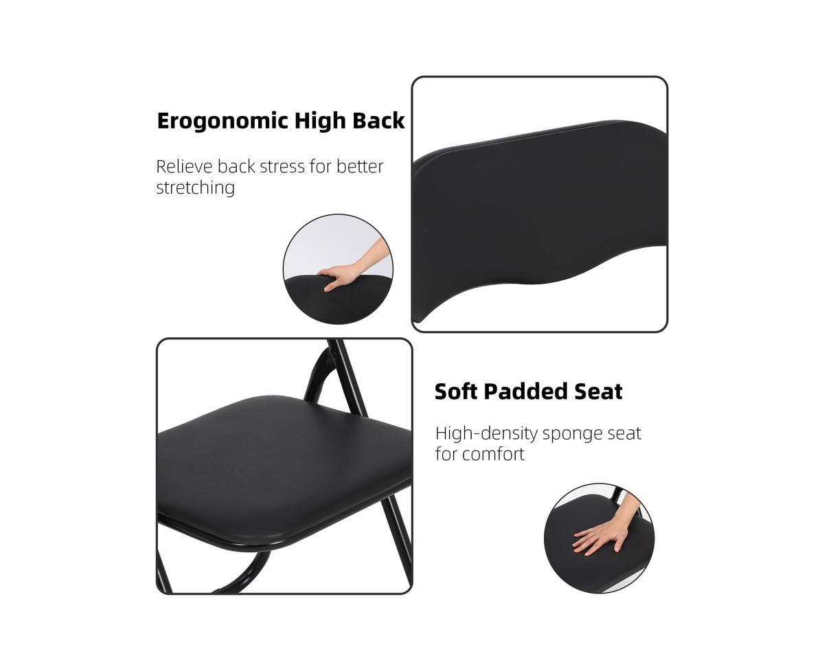 gaomon 6 Pack Folding Chairs with Padded Cushion and Back, Portable Stackable Commercial Seat with Steel Frame for Outdoor & Indoor Events