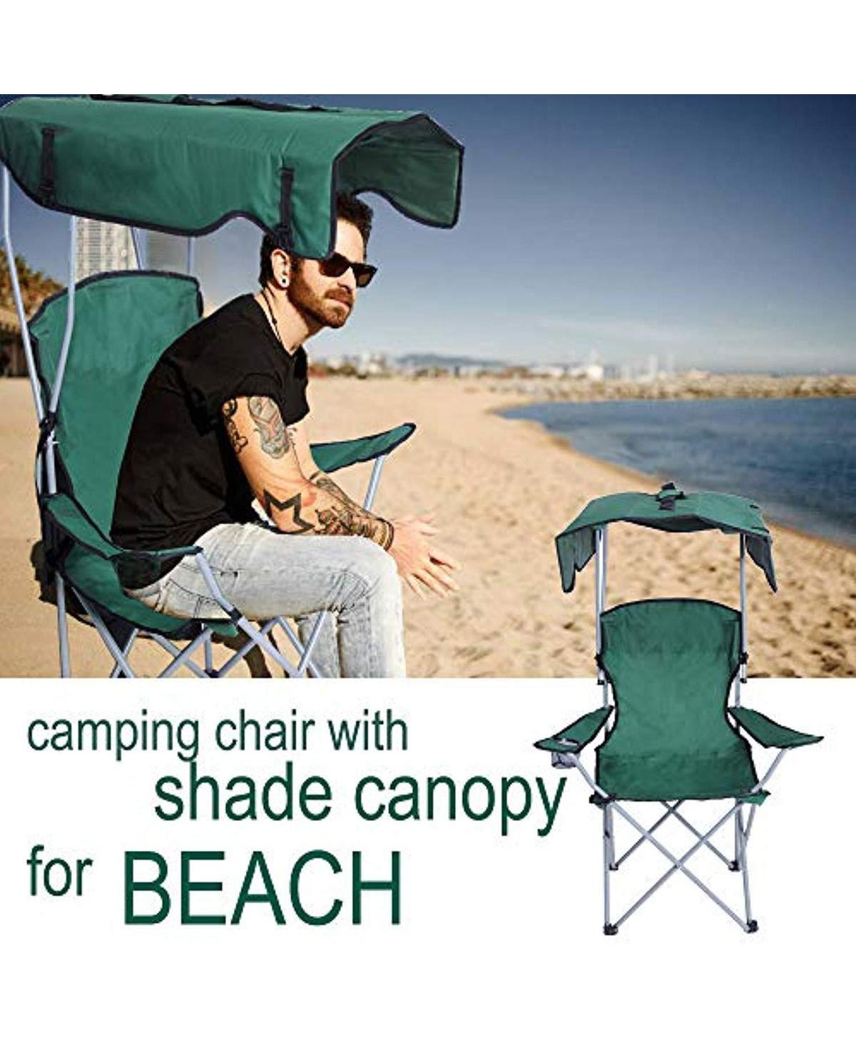 Slickblue Portable Camping Chairs with Shade Canopy Comfortable Seating for Outdoor Relaxation