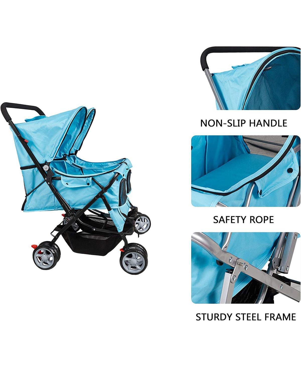 Slickblue Twin Pet Stroller - Folding Travel Cart for Dogs & Cats
