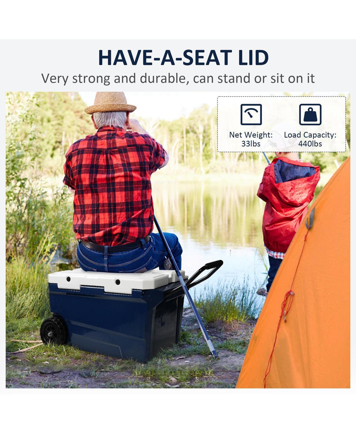 Slickblue 50 Qt Portable Car Refrigerator Heavy Duty Ice Freezer Cooler with Wheels and Handle for Easy Transport