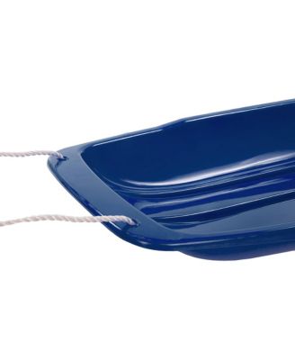 Kids 48 Inch Plastic Snow Toboggan Sled with Pull Rope, Blue (2 Pack