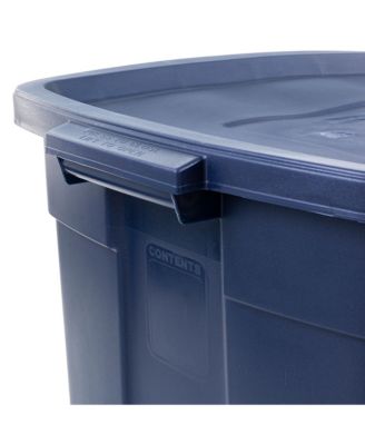 Roughneck 25 Gallon Stackable Storage Container, Dark Indigo, 4 Pack