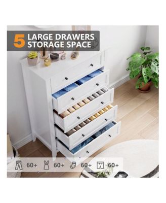 5-Drawer Wood Deep Storage Nickel Handle Modern Chest of Drawers