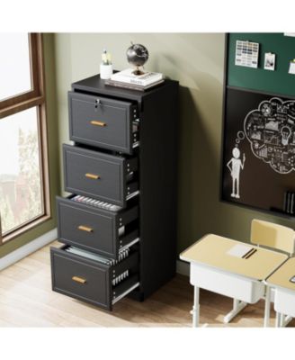 4-Drawer File Cabinet, Vertical Filing Cabinet with Lock, Wood Storage Cabinet , Locable File Cabinet for A4/F4/Letter/Legal Size Files