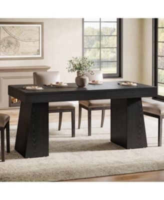 55-Inch MDF & Metal Frame Vintage Wood Grain Finish Rectangular Dining Table