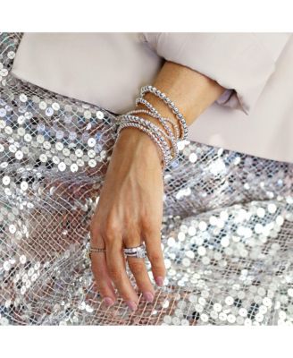 3mm, 4mm, 5mm, 6mm, & 7mm Sterling Silver Ball Stretch Bracelet Stack, Stack of 5