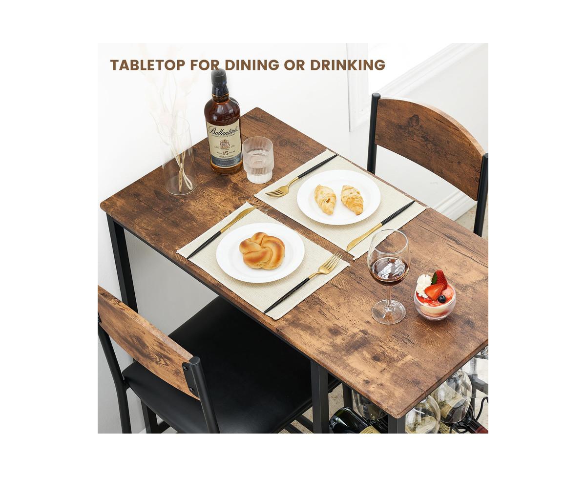 gaomon Dining Table Set for 2, Bar Table and Chairs Set for 2 with Storage Shelf and Wine Rack, Kitchen Table and Chairs for 2 with Upholstered Chairs
