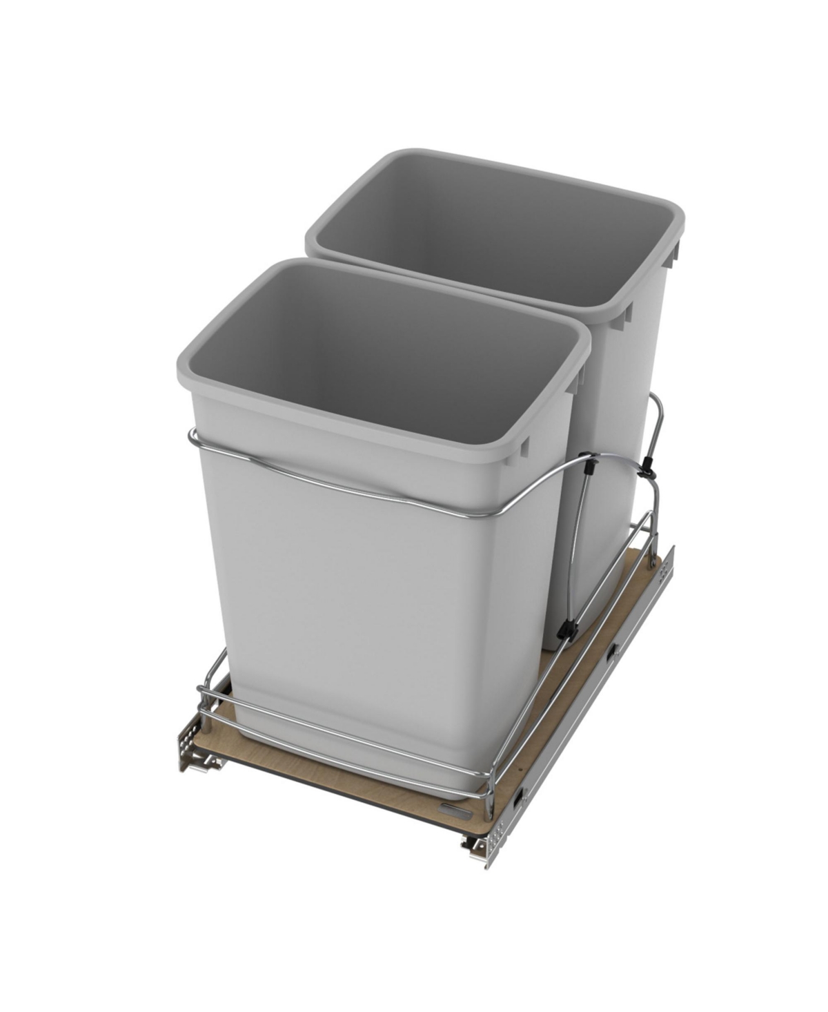 Double 35 qt. Pullout Trash Containers, Gray, 54WC-1835SC-17-1 - Silver