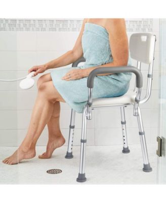 Adjustable Shower Chair – Padded Seat with Armrests & Backrest, Slip-Resistant Design, Supports Up to 350 lbs for Bathtub Use