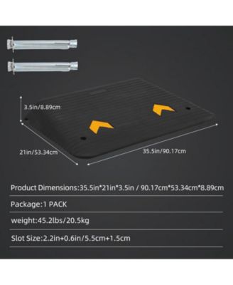 Rubber Threshold Ramp, 3.5" Rise Wheelchair Ramp Doorway, Recycled Rubber Power Curb Ramp Rated 33000 LBS Load Capacity, Non-Slip Textured Surface Rubber Ramp for Wheelchair Car Scooter