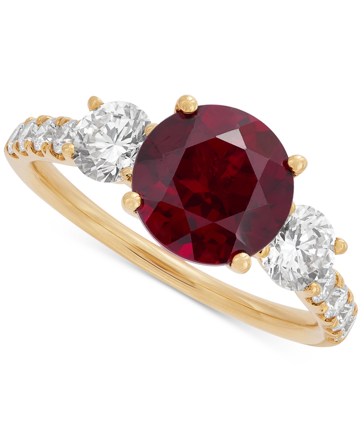 Grown With Love Lab Grown Ruby (3 Ct. T.w.) & Lab Grown Diamond (1 Ct. T.w.) Ring In 14k Gold (also In Lab Grown Eme In Ruby