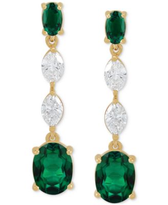 Grown With Love - Lab Grown Emerald (2-3/4 ct. t.w.) & Lab Grown Diamond (3/4 ct. t.w.) Drop Earrings in 14k Gold (Also in Lab Grown Ruby & Lab Grown Sapphire)