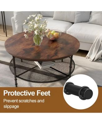 32IN Round Wood Top Coffee Table For Living Room