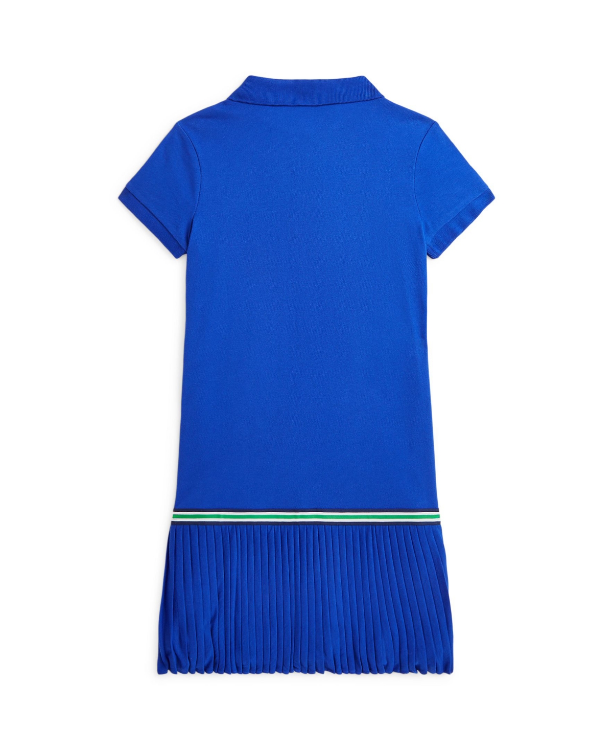 Polo Ralph Lauren Big Girls Pleated Stretch Mesh Polo Dress - Cruise Royal with Stem