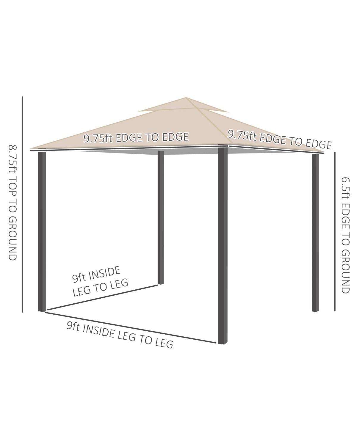 Outsunny 10' x 10' Patio Gazebo Outdoor Canopy Shelter with Double Vented Roof, Netting and Curtains