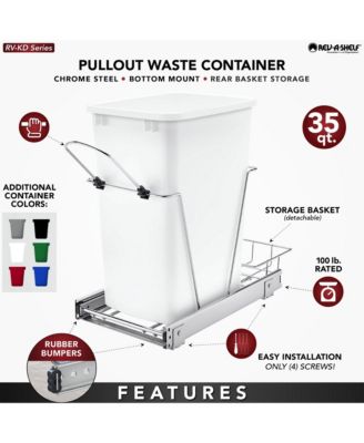 Pullout Trash Can 35 qt. for Kitchen Cabinets, Blue, RV-12KD-22C-S