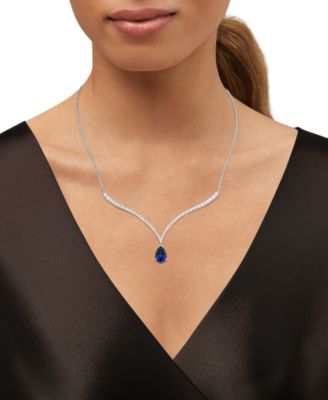 Emerald (1-1/2 ct. t.w.) & Lab Grown Diamond (1 ct. t.w.) Fancy 18" Pendant Necklace in 14k Gold (Also in Lab Grown Ruby & Lab Grown Sapphire)