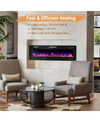  60-Inch Ultra-Thin Design, Remote Control, Timer Function  Electric Fireplace