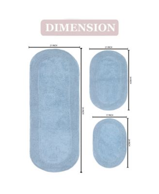 Double Ruffle 3-Pc. Bath Rug Set with Runner