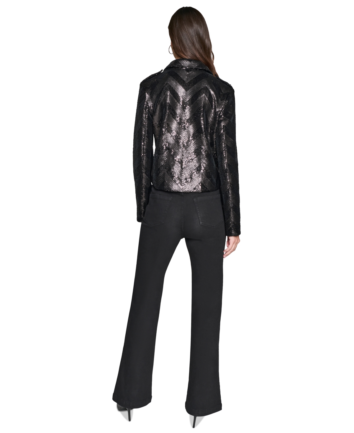 Karl Lagerfeld Paris Women's Sequined Moto Jacket