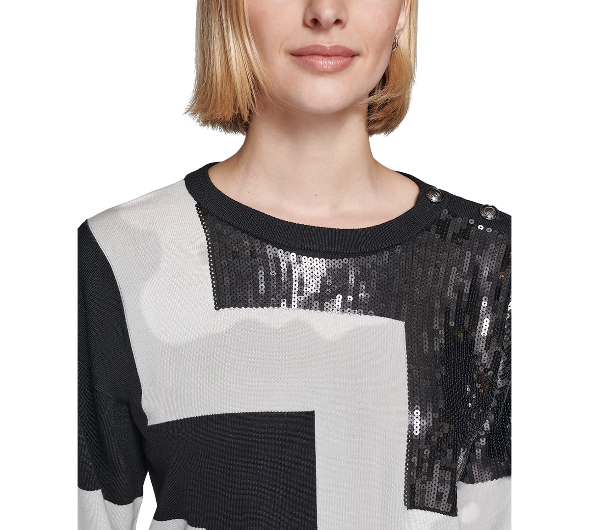 Karl Lagerfeld Paris Women's Colorblocked Mixed-Media Sweater