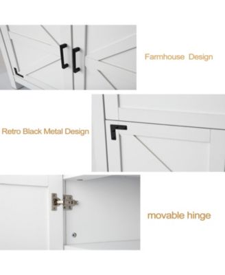 Bookshelf with Doors, 6-Tire Farmhouse Storage Cabinet Bookcase Floor Standing Bookshelves