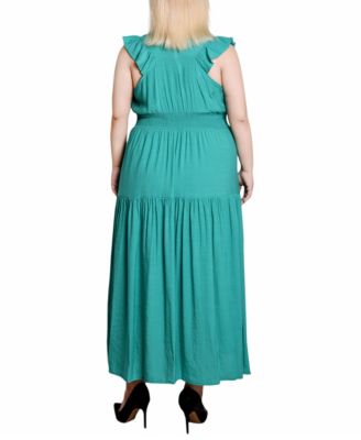 Plus Size Flutter Sleeve Midi Dress