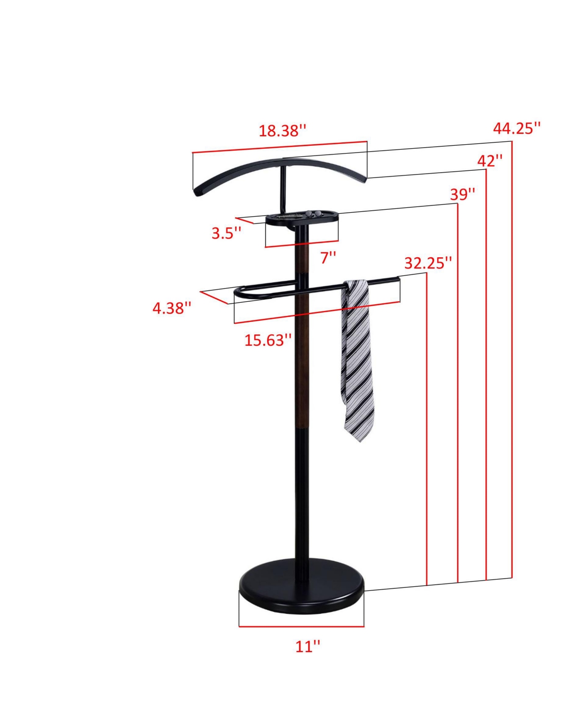 Kings Brand Furniture WarrenMetal Valet Tie and Coat Hanger - Black