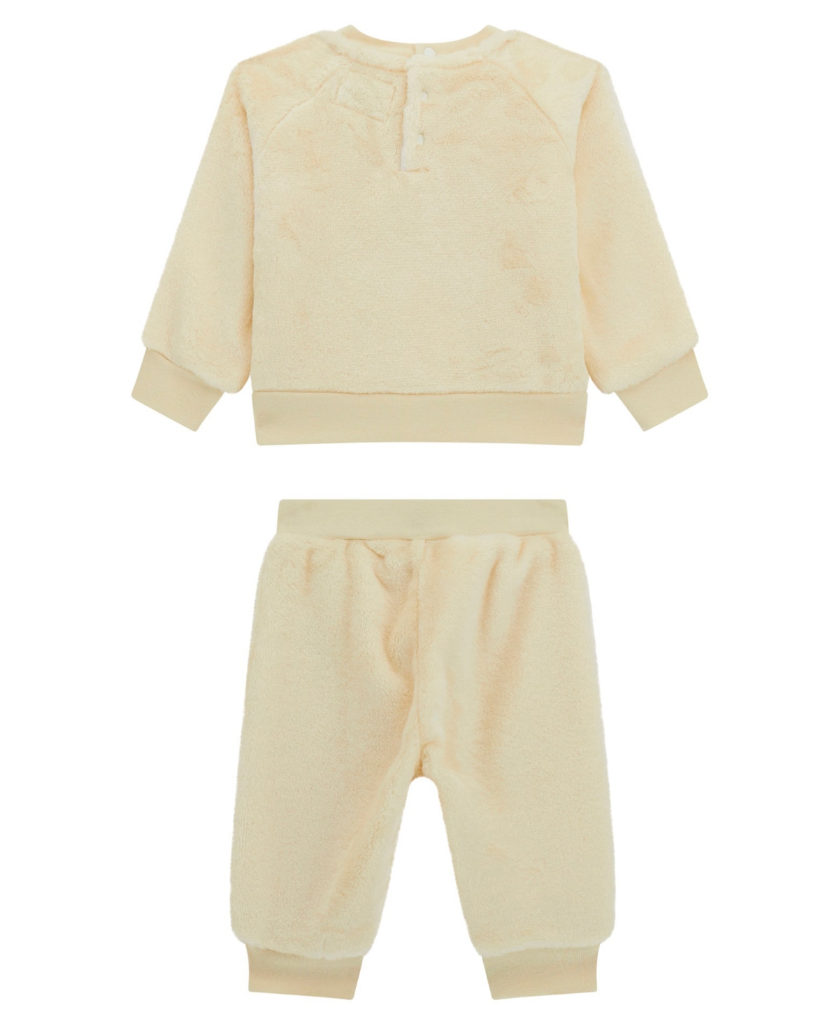 Guess Baby Girl Plush Velour Long Sleeve Top And Pant, 2-piece Set In White