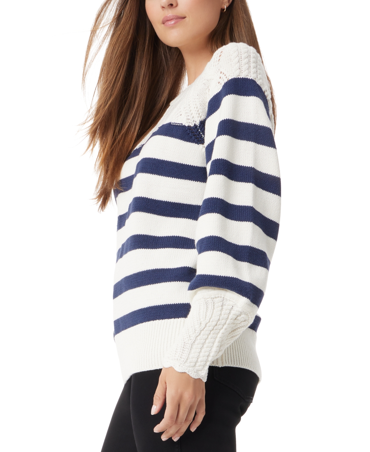 SAM EDELMAN WOMEN'S JOY NOVELTY YOKE STRIPED SWEATER 