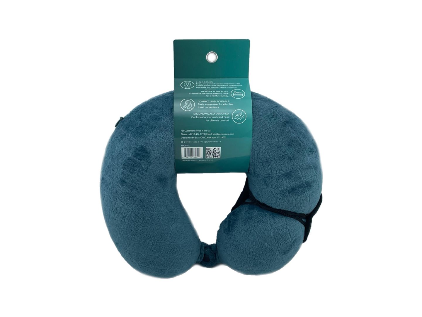 Подушка PURSONIC Memory Foam Travel Pillow with Sleep Mask — фото 2